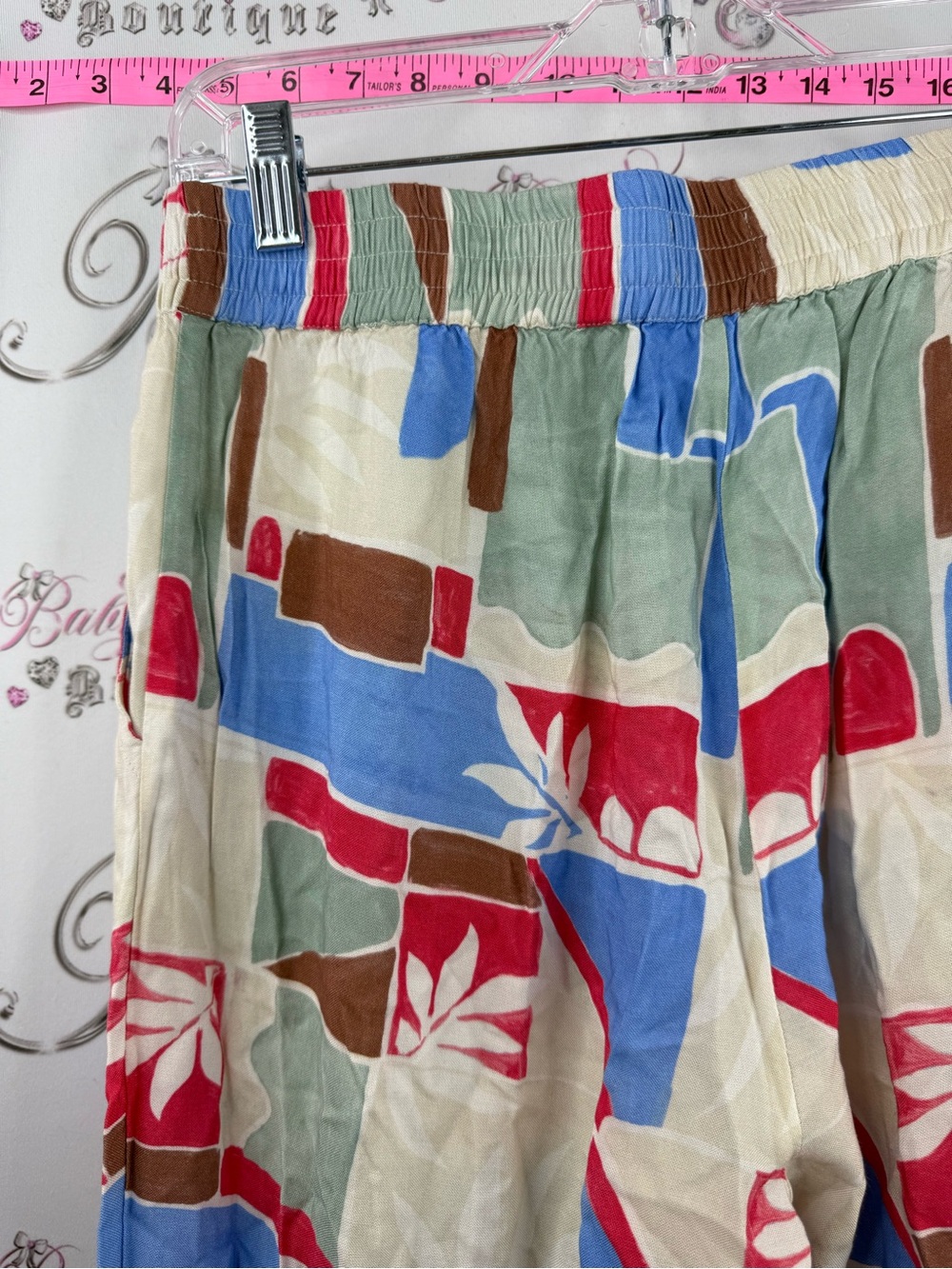 ICHI pants flowy Wide-Leg Geo Print Palazzo Pants in Multi-Color - Picture 15 of 16